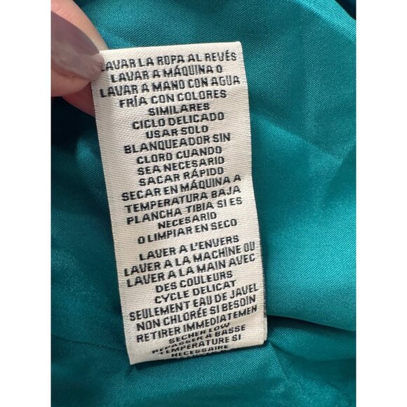 Nanette Lepore Size 10 Smocked High Neck Pleated Dress Deep Lake NWT $148 - Picture 9 of 13